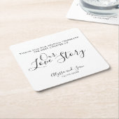 Sweet Our Love Story Weddenschappen Reception Kartonnen Onderzetters (Schuin)
