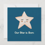 Sweet Our Star is Born Blue Star Birth Announcemen (Voorkant)