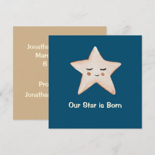 Sweet Our Star is Born Blue Star Birth Announcemen