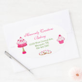 Sweet Oval Cupcake Bakkerij Stickers (Envelop)