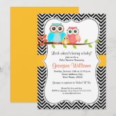Sweet Owl Baby shower Uitnodigen Kaart (Voorkant / Achterkant)
