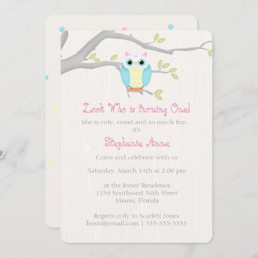 Sweet Owl Birthday Kaart (Voorkant / Achterkant)
