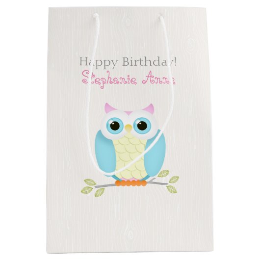 Sweet Owl Birthday Medium Cadeauzakje (Voorkant)