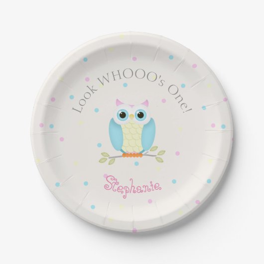 Sweet Owl Birthday Papieren Bordje (Voorkant)