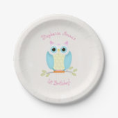 Sweet Owl Birthday Papieren Bordje (Voorkant)