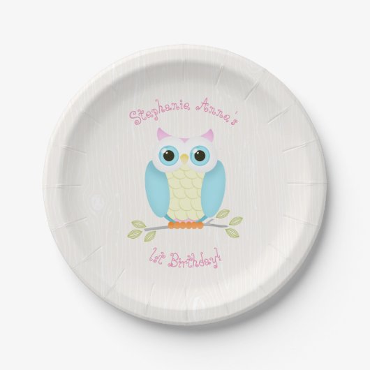 Sweet Owl Birthday Papieren Bordje (Voorkant)