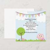 Sweet Owl Birthday Party Invitation Kaart (Voorkant / Achterkant)