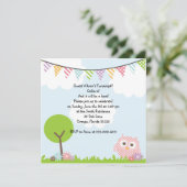 Sweet Owl Birthday Party Invitation Kaart (Staand voorkant)