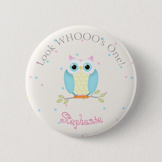 Sweet Owl Birthday Ronde Button 5,7 Cm (Voorkant)