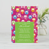 Sweet Owls Baby shower Invitation Limoen Kaart (Staand voorkant)