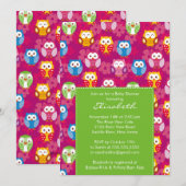Sweet Owls Baby shower Invitation Limoen Kaart (Voorkant / Achterkant)