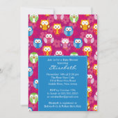 Sweet Owls Boy Baby shower Invitation Kaart (Voorkant)