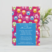 Sweet Owls Boy Baby shower Invitation Kaart (Staand voorkant)
