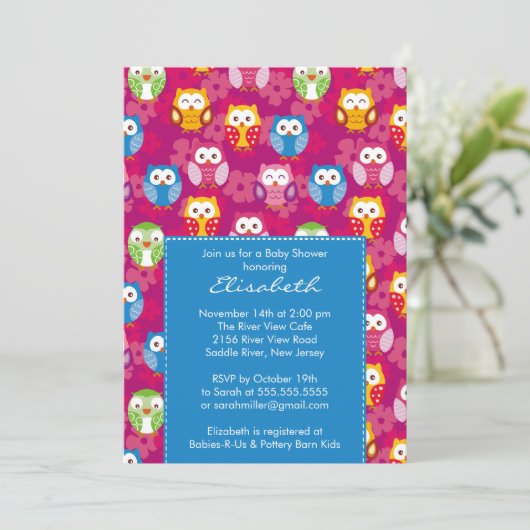 Sweet Owls Boy Baby shower Invitation Kaart (Staand voorkant)