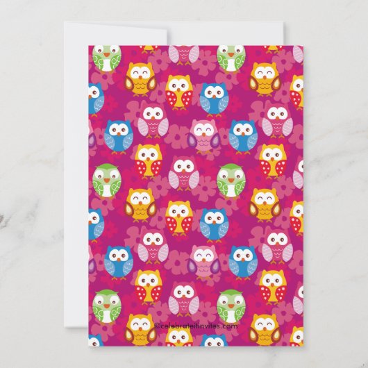 Sweet Owls Boy Baby shower Invitation Kaart (Achterkant)