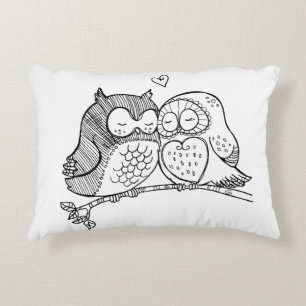 Sweet Owls in Love Illustration Accent Kussen