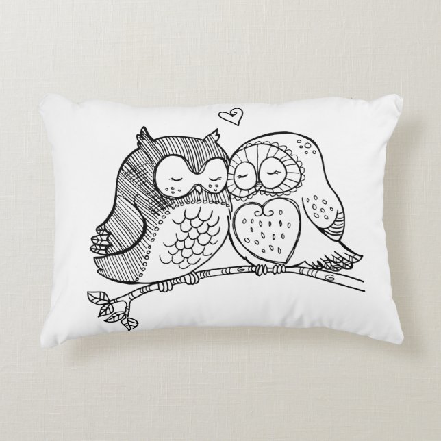 Sweet Owls in Love Illustration Accent Kussen (Voorkant)