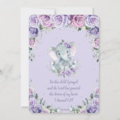 Sweet Paars Floral Elephant Christening Baptisme Kaart (Achterkant)