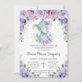 Sweet Paars Floral Elephant Christening Baptisme Kaart (Voorkant)