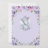 Sweet Paars Floral Schattige olifant Birthday Kaart (Achterkant)