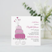 Sweet Paars Wedding Cake Vrijgezellenfeest Invite Kaart (Staand voorkant)