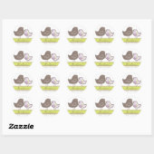 Sweet Paarse Damask Chicks Baby shower Sticker (Vel)