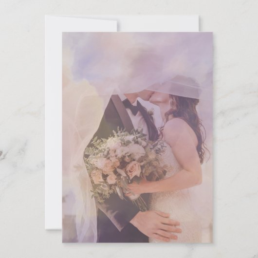 Sweet Paarse Floral huwelijksuitnodiging Kaart (Achterkant)