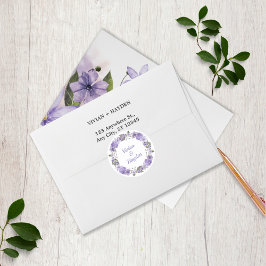 Sweet Paarse Floral Wedding Classic Ronde Sticker