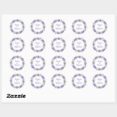 Sweet Paarse Floral Wedding Classic Ronde Sticker (Vel)