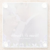 Sweet Paarse Floral Wedding Glazen Onderzetter (Achterkant)