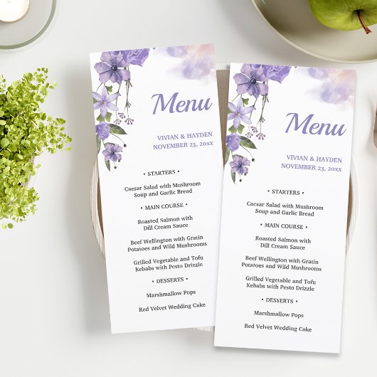 Sweet Paarse Floral Wedding Menu