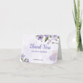 Sweet Paarse Floral Wedding Opgevouwen Dank u kaar Bedankkaart (Voorkant)