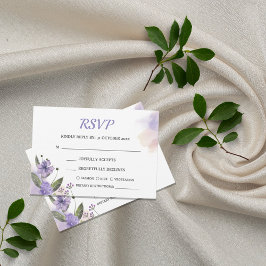 Sweet Paarse Floral Wedding RSVP Kaart +Maaltijd