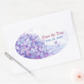 Sweet Paarse Hydrangea Wedding Save the Date Ovale Sticker (Envelop)