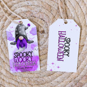 Sweet paarse kabouter Halloween trick or treat gun Cadeaulabel