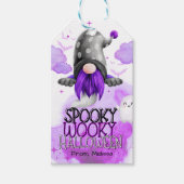 Sweet paarse kabouter Halloween trick or treat gun Cadeaulabel (Voorkant)