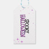 Sweet paarse kabouter Halloween trick or treat gun Cadeaulabel (Achterkant)