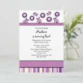 Sweet Paarse Ladybugs - uitnodiging (Staand voorkant)