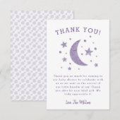 Sweet Paarse Moon Stars Baby shower Bedankkaart (Voorkant / Achterkant)