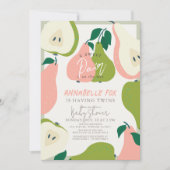 Sweet Pair Roze & Groene Peer Twins Baby shower Kaart (Voorkant)
