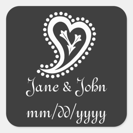 Sweet Paisley Hearts in Black Sticker (Voorkant)