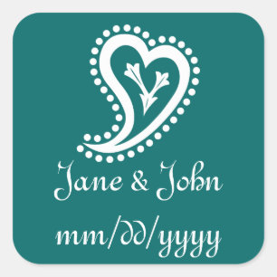 Sweet Paisley Hearts in Blauwgroen sticker