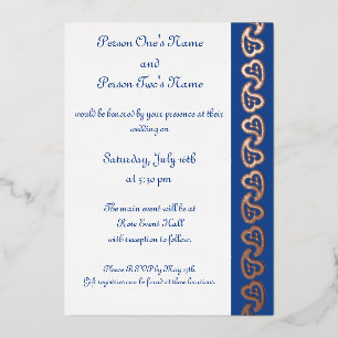 Sweet Paisley Hearts in Blue Folie Invitation Uitnodiging