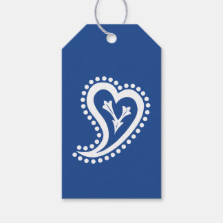 Sweet Paisley Hearts in Blue Gift Label Cadeaulabel