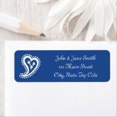 Sweet Paisley Hearts in Blue Return Address Label (Insitu)