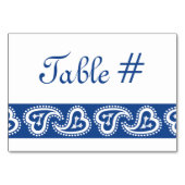 Sweet Paisley Hearts in Blue Table Kaart (Achterkant)
