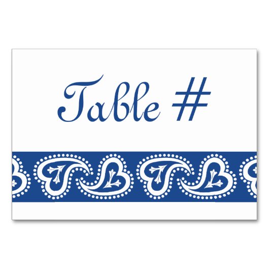 Sweet Paisley Hearts in Blue Table Kaart (Voorkant)