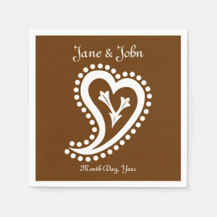 Sweet Paisley Hearts in chocolade Napkins Servetten