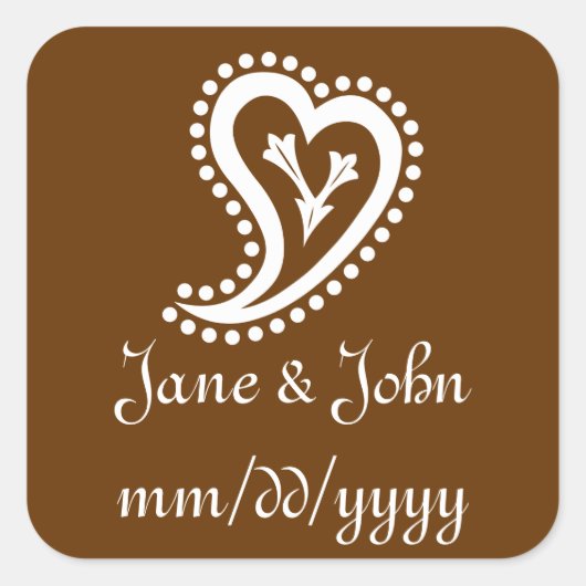 Sweet Paisley Hearts in Chocolate Sticker (Voorkant)