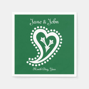 Sweet Paisley Hearts in Green Napkins Servet